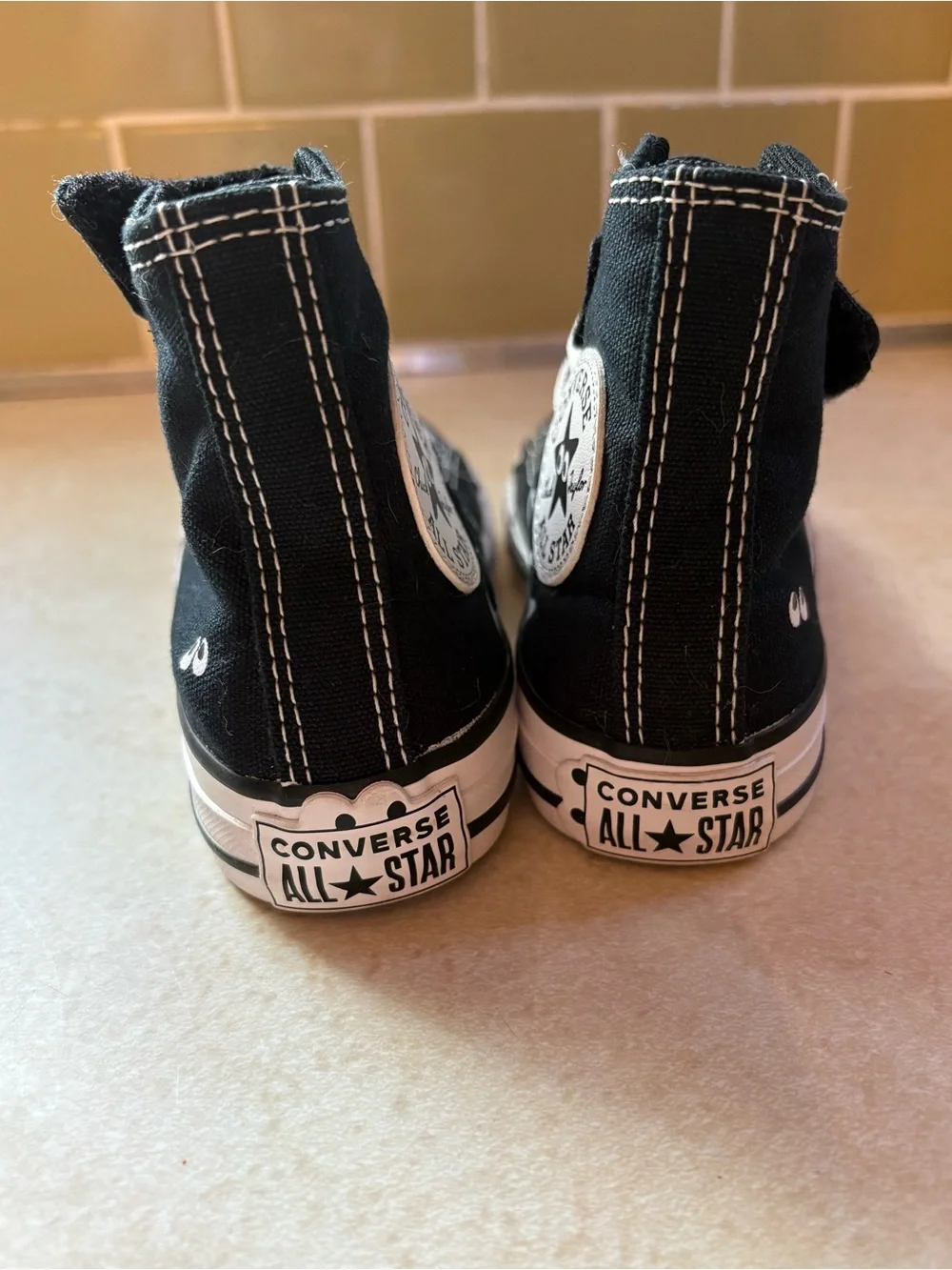 Kids High-Top Canvas Sneakers — Black/White